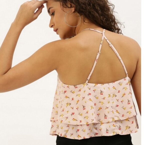 Forever 21 Pink SMALL Flounce Top Floral - Picture 4 of 9